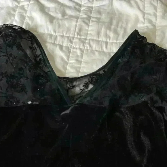 Vintage 90s gothic black velour maxi dress Ronnie Nicole ll sheer sleeves witchy - Picture 4 of 4